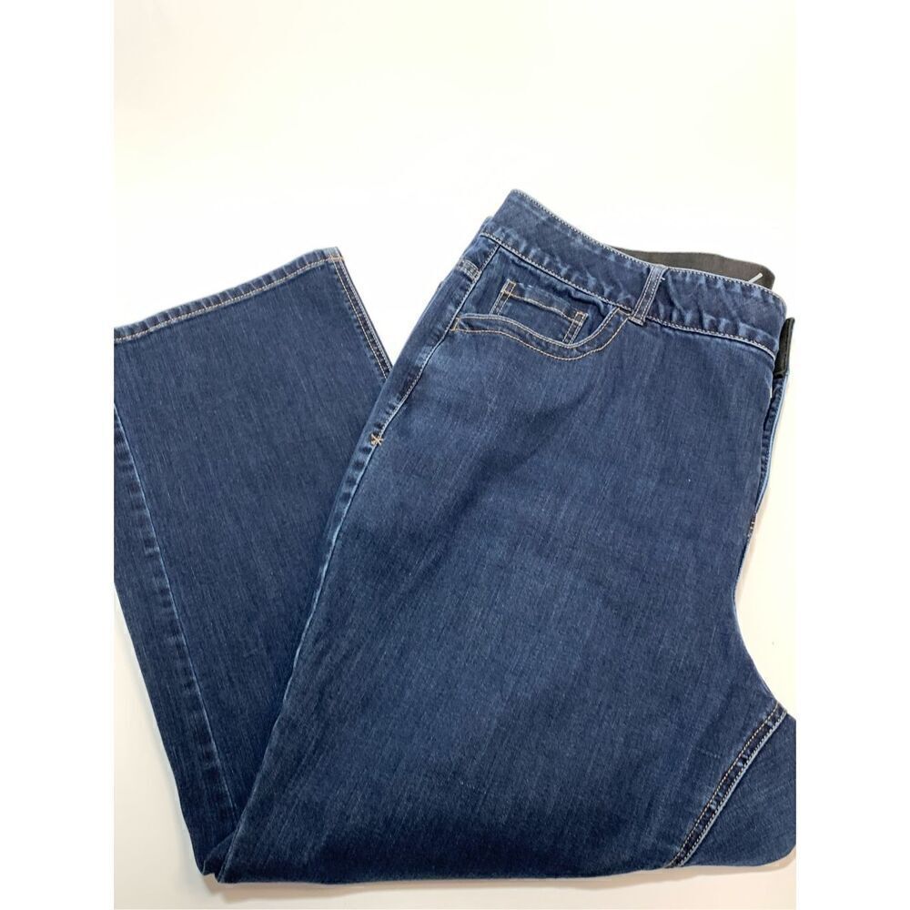 Lane Bryant Womens High Rise Tighter Tummy Tech Straight Jeans Dark Wash Size 24